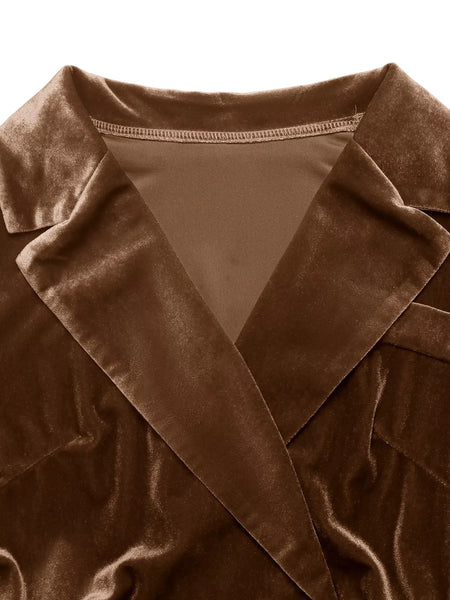 Velvet Pleated Midi Blazer Dress - alternate view 9