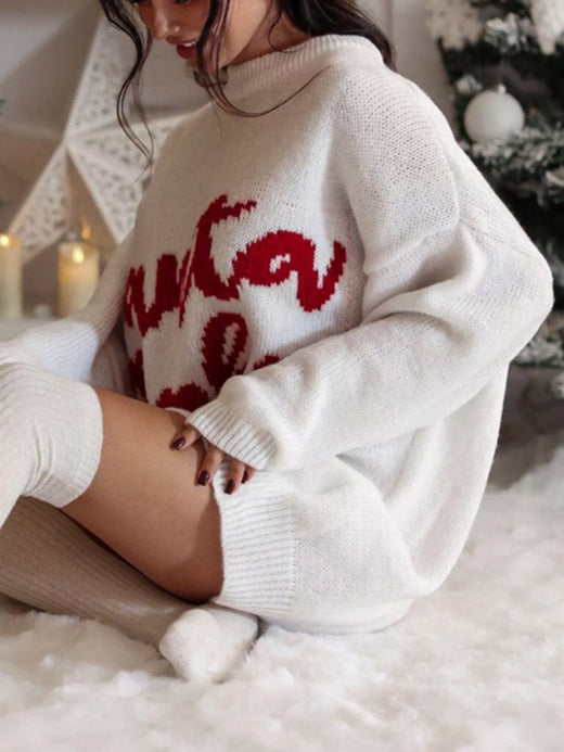 Christmas Letter Oversized Sweater Dress - alternate view 3