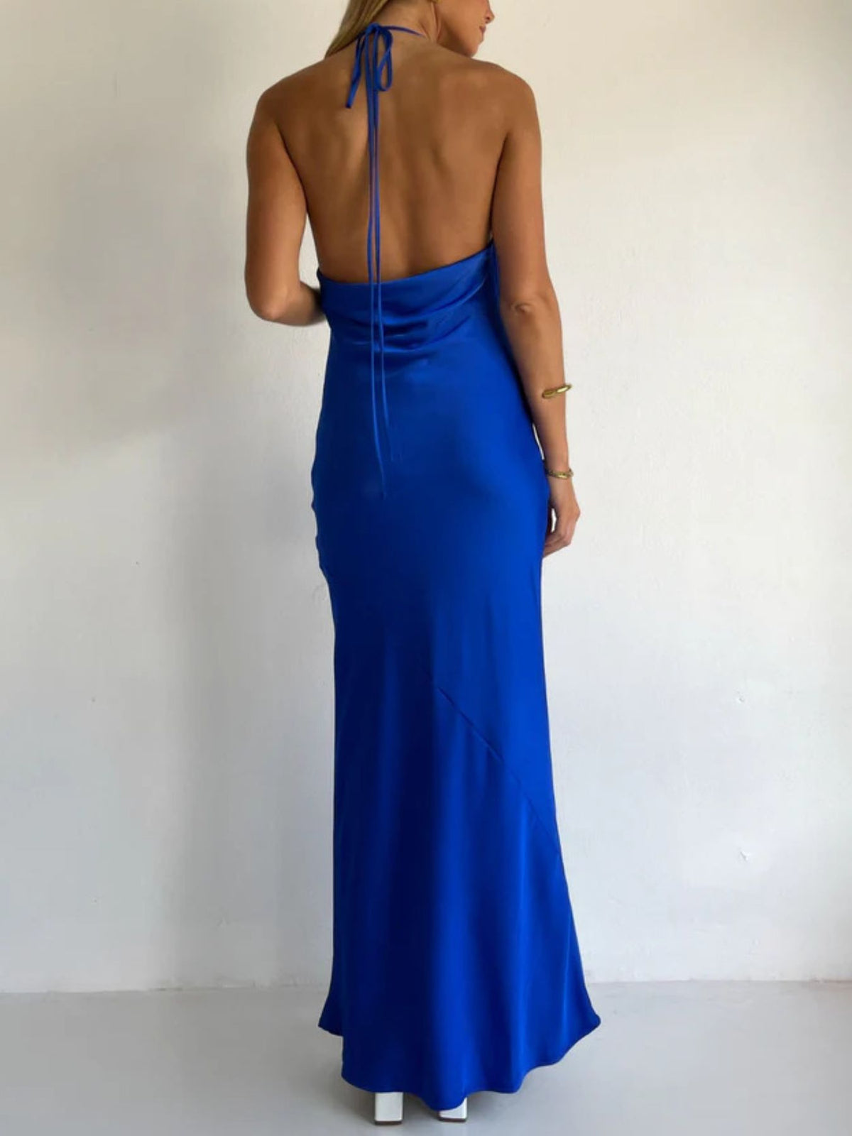 Halter Neck Satin Maxi Dress - alternate view 9