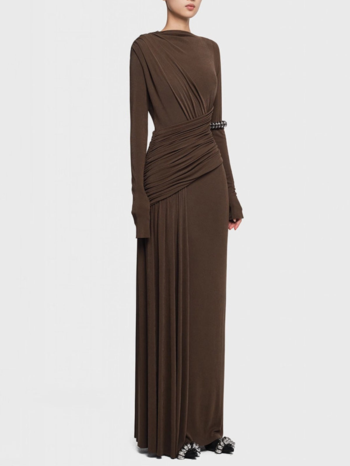 Ruched Long Sleeve Maxi Dress - alternate view 3