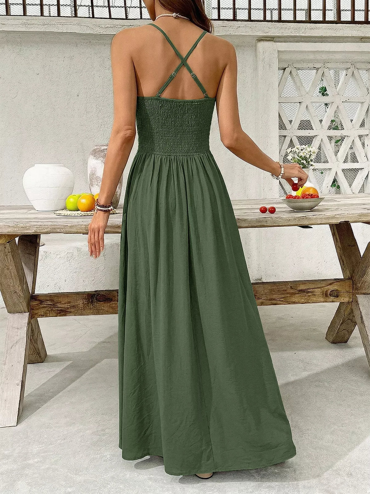 Lace Trim Spaghetti Strap Maxi Dress - alternate view 5