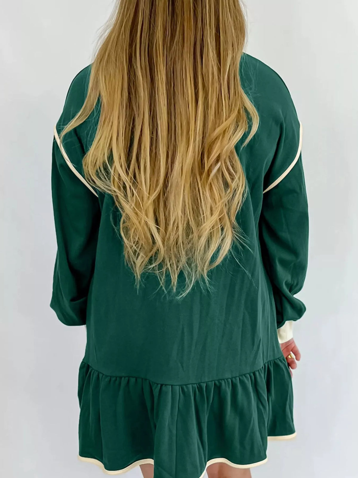 Ruffled Hem Dropped Shoulder Mini Dress - alternate view 2