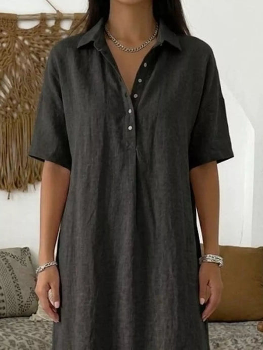 Button Detail Half Sleeve Dress - alternate view 4