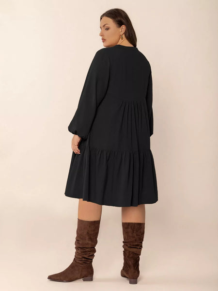 Button Front Balloon Sleeve Dress - alternate view 6