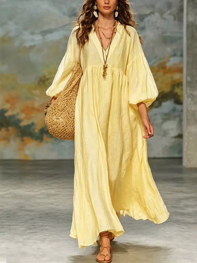 Full Size Notched 3/4 Sleeve Maxi Dress Plus Size - alternate view 5