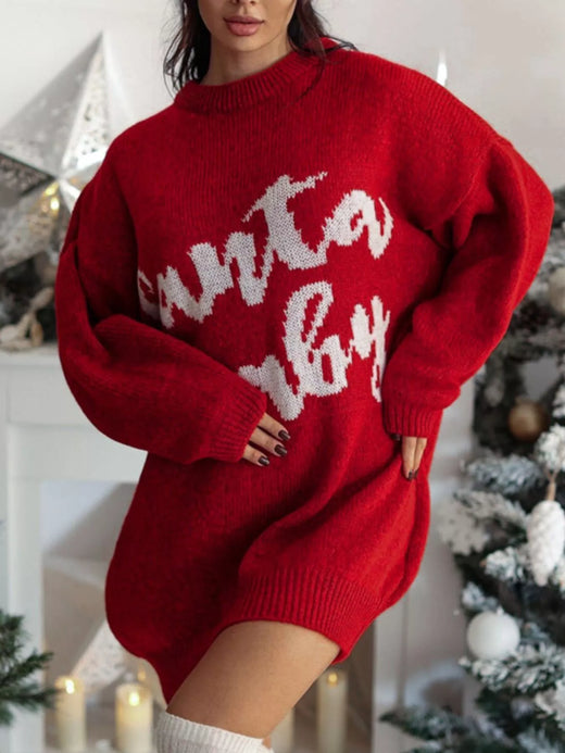 Christmas Letter Oversized Sweater Dress - alternate view 5