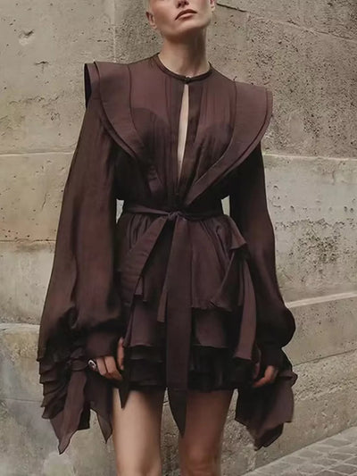 Ruffled Long Sleeve Mini Dress - alternate view 8