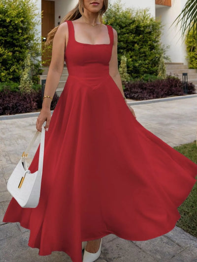 Square Neck Wide Strap A-Line Dress - alternate view 12
