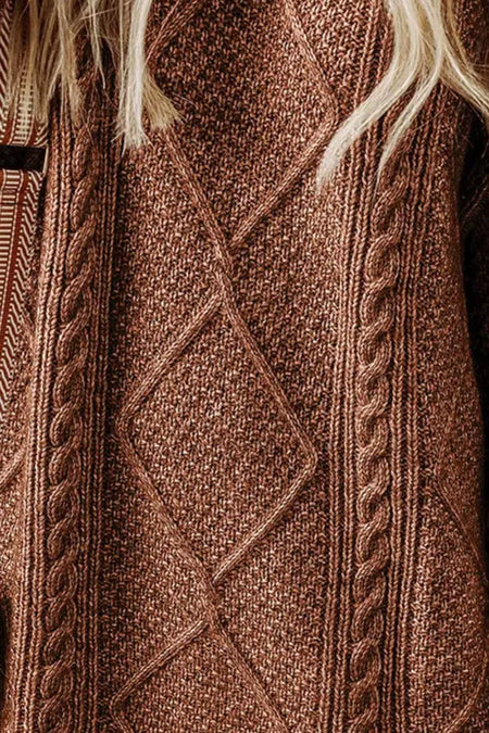 Cable-Knit Round Neck Sweater Dress - alternate view 9