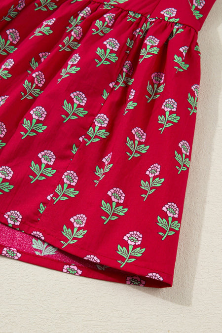 Floral Print Ruffle Hem Mini Dress - alternate view 14