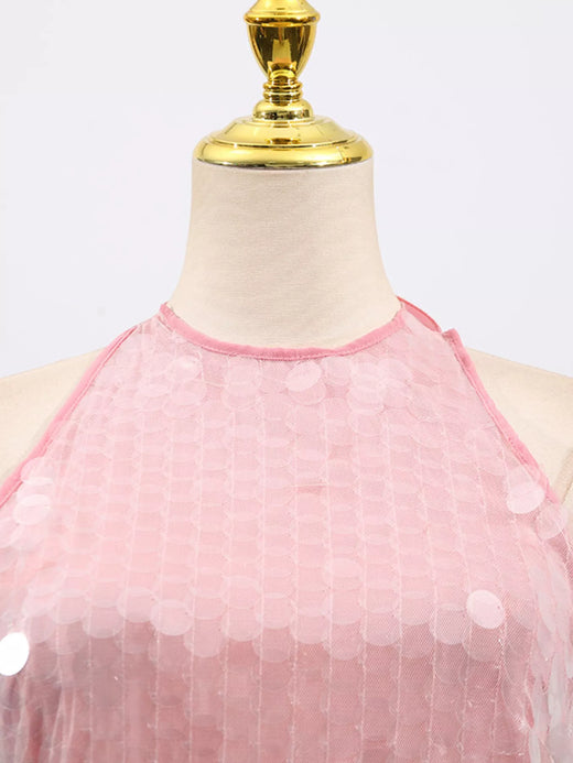 Sequin Halter Neck Sleeveless Mini Dress - alternate view 5