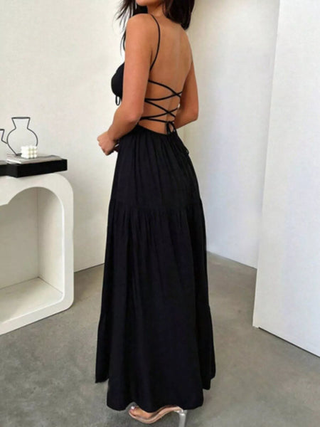Lace Up Back Maxi Cami Dress - alternate view 2