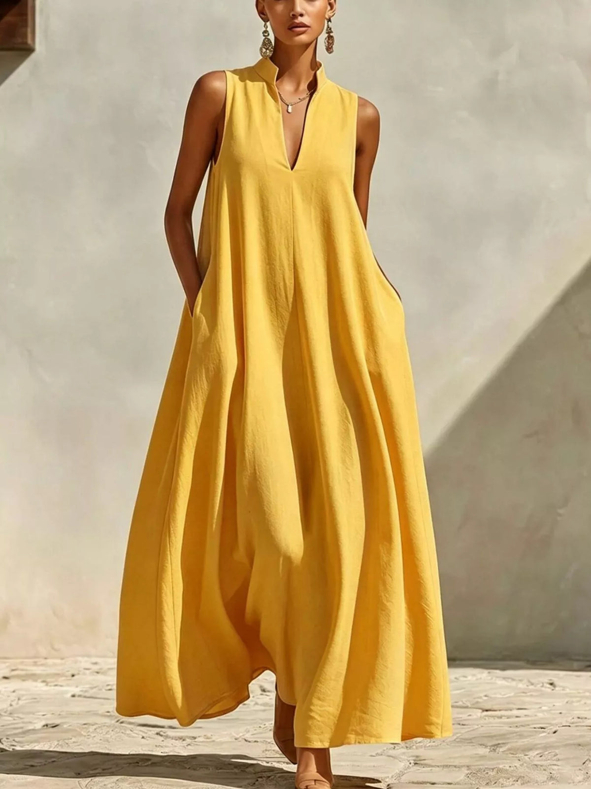 Sleeveless Maxi Dress with Side Pockets - alternate view 7