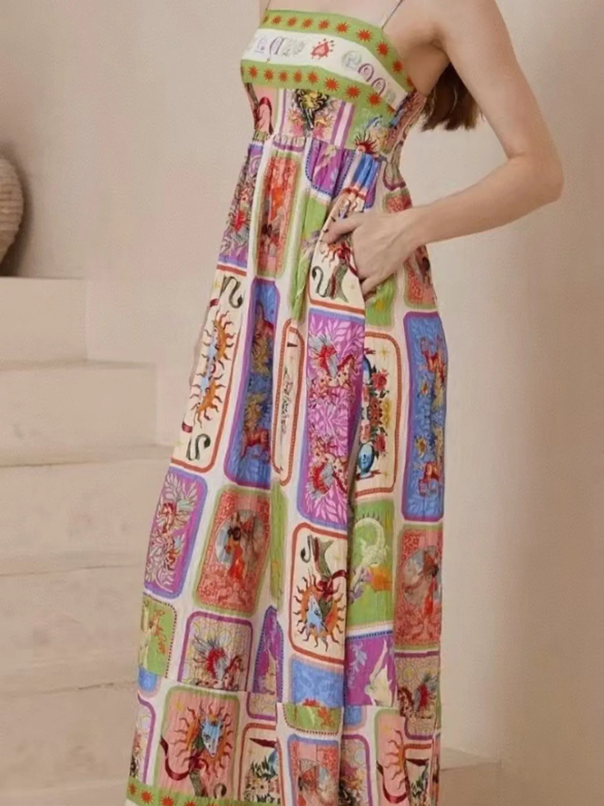 Printed Square Neck Cami Dress - alternate view 2