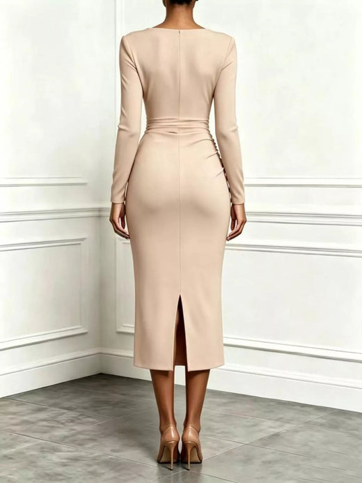Ruffled Surplice Long Sleeve Dress - alternate view 2