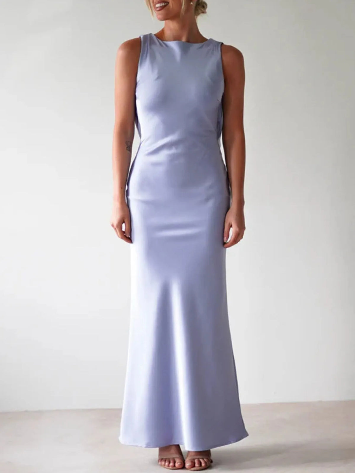 Satin Sleeveless Maxi Dress - alternate view 4