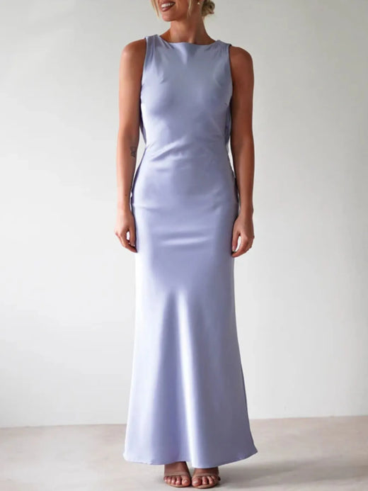Satin Sleeveless Maxi Dress - alternate view 4