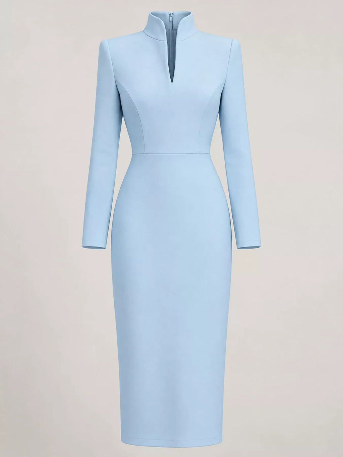 Full Size Stand-Collar Long-Sleeve Midi Dress Plus Size - alternate view 14