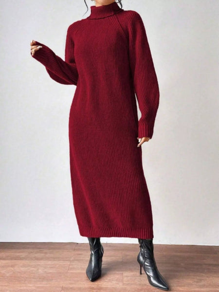 Turtleneck Ribbed Knit Midi Sweater Dress - alternate view 6