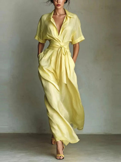 Collared Neck Maxi Shirt Dress - alternate view 5
