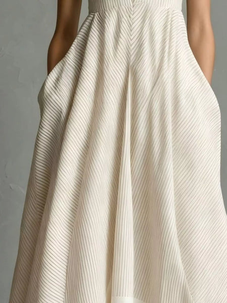Striped Halter Neck Maxi Dress with Pockets - alternate view 9