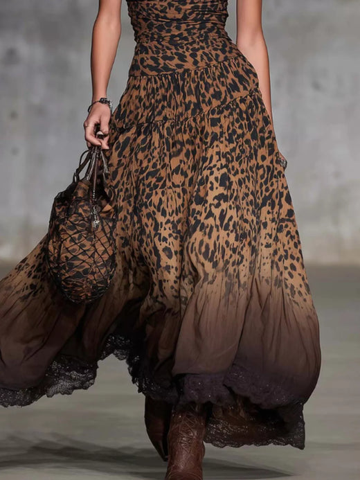 Strapless Leopard Print Maxi Dress - alternate view 3