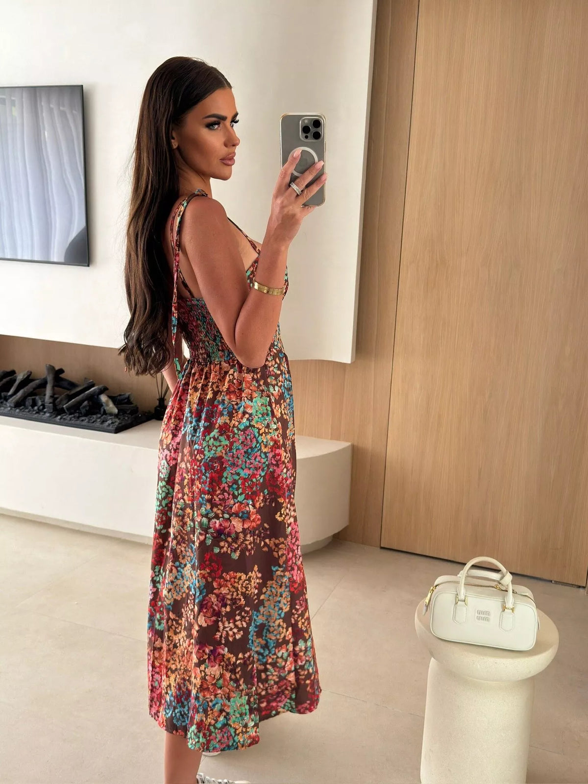 Printed Tie-Strap Midi Dress - alternate view 21