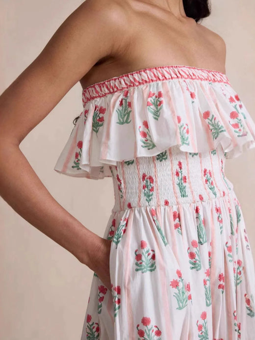 Floral Strapless Ruffle Dress - alternate view 5