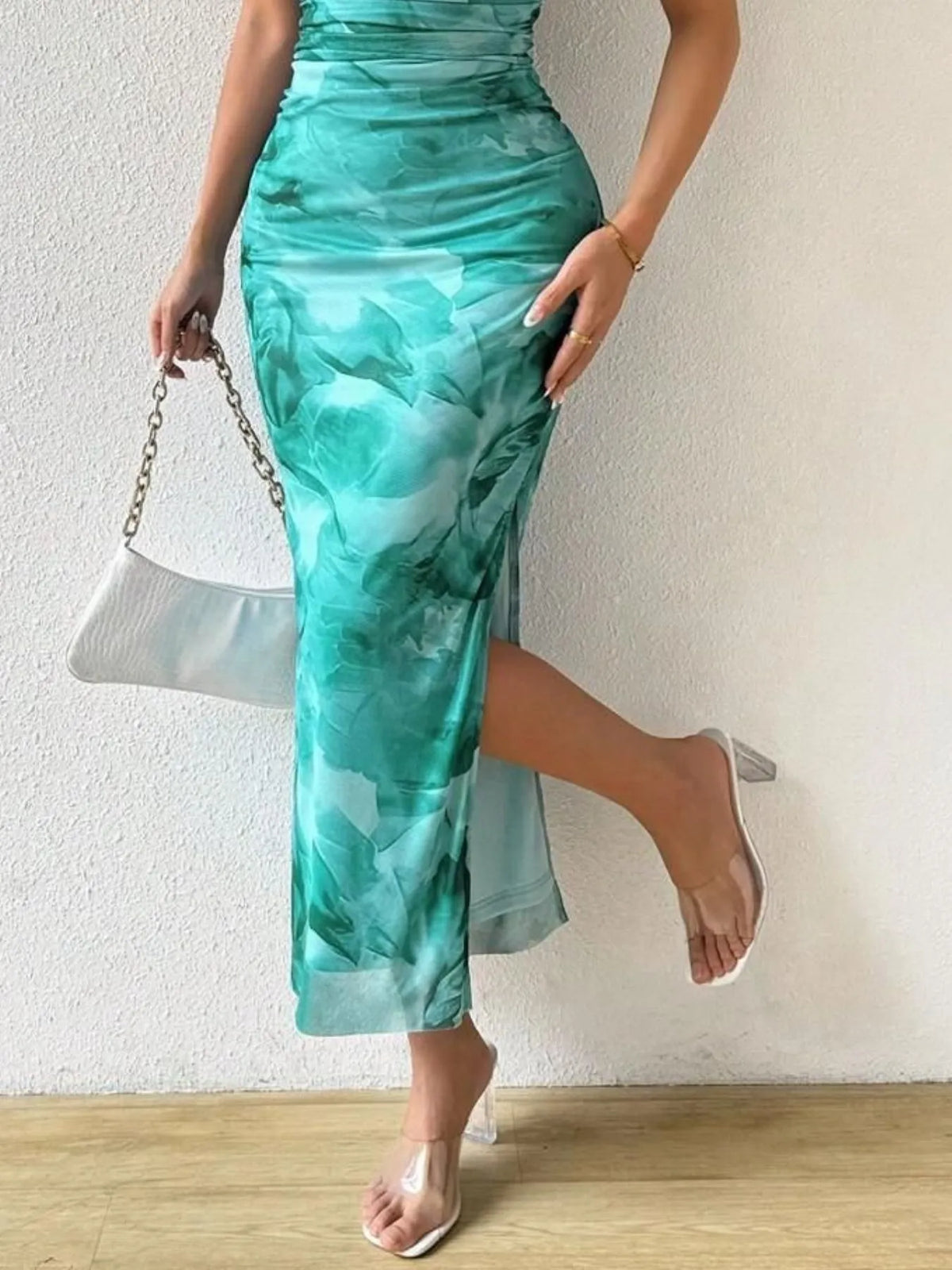 Printed Side Slit Tube Dress - alternate view 19