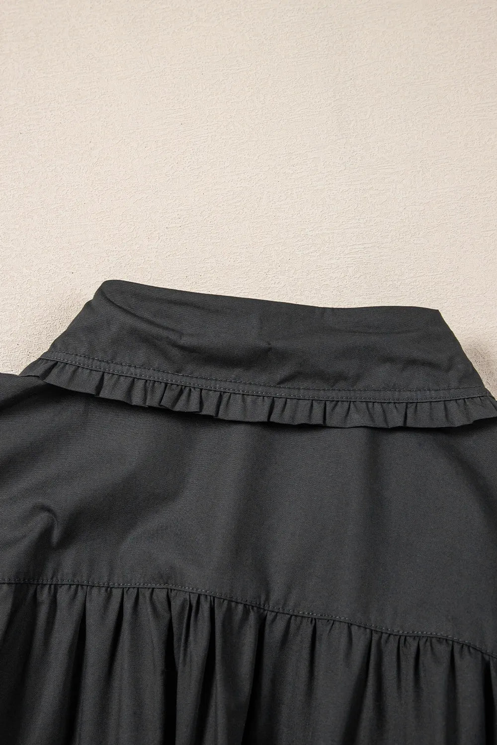 Button Down Puff Sleeve Ruffle Hem Dress - alternate view 10
