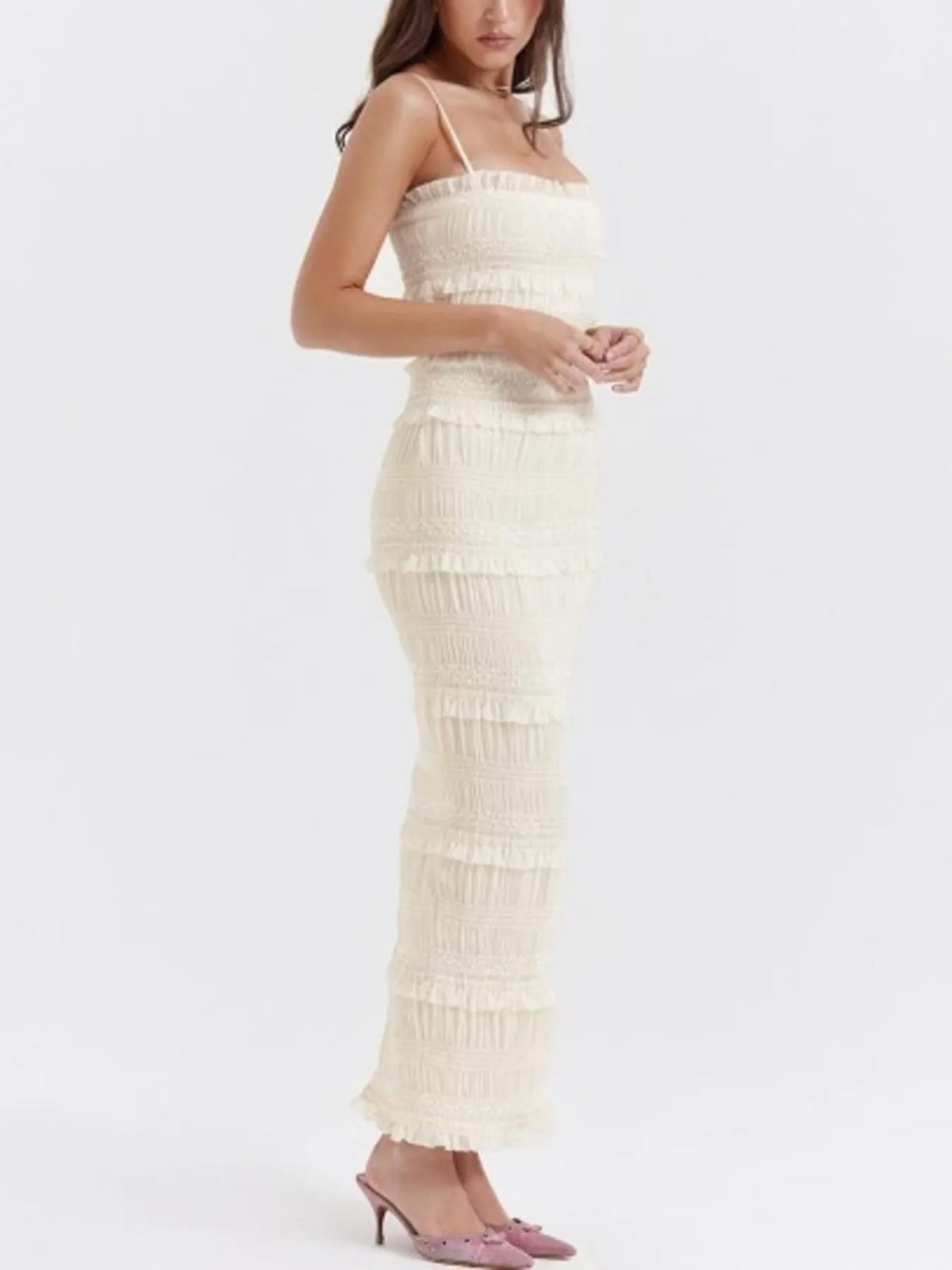 Frill Tiered Textured Maxi Cami Dress - alternate view 2