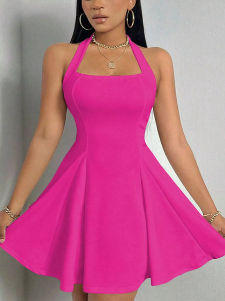 Halter Neck Sleeveless A-Line Mini Dress - alternate view 2