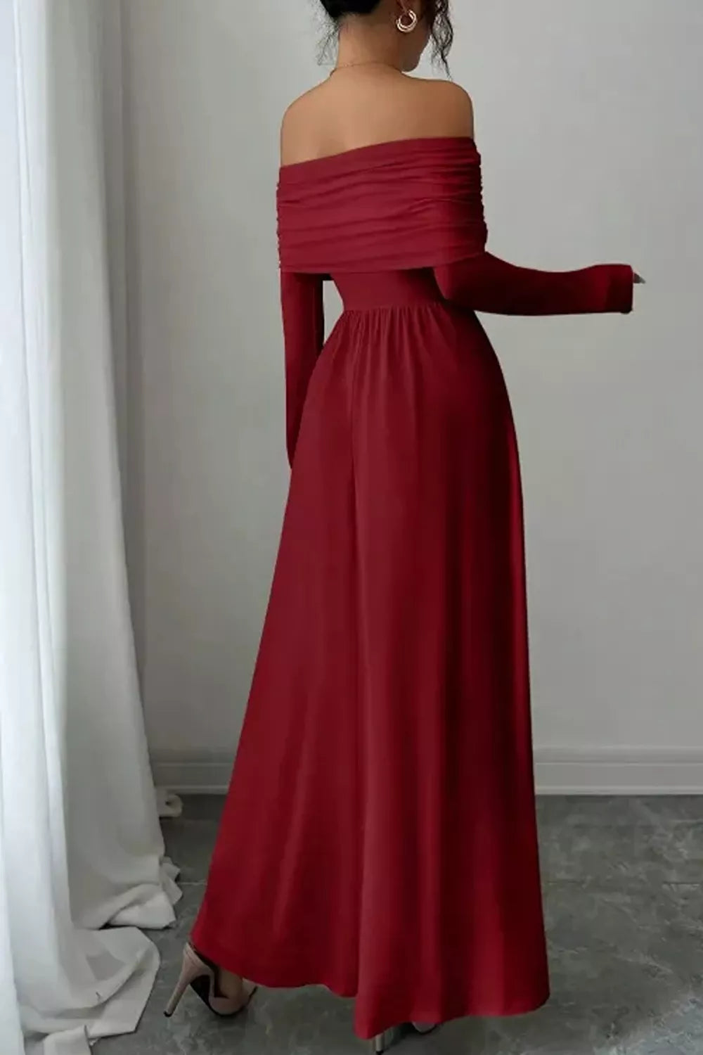 Off-Shoulder Ruched Bodycon Maxi Dress - alternate view 6