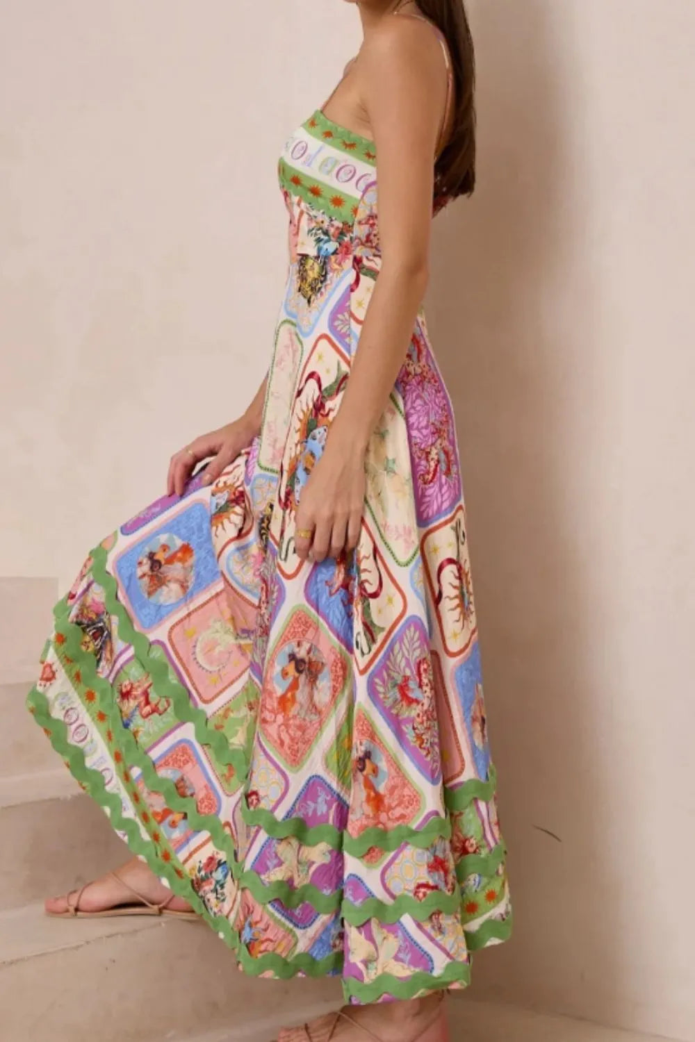 Smocked Printed Square Neck Cami Dress - alternate view 4
