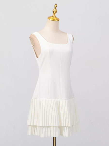 Square Neck Pleated Mini Dress - alternate view 7