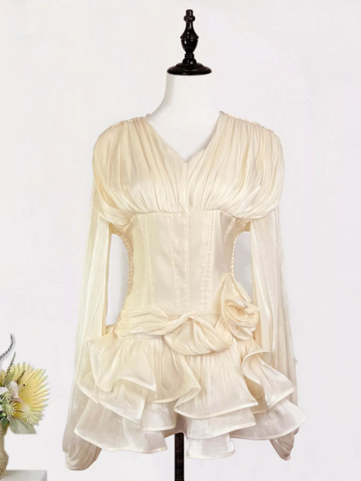 Ruffled Long Sleeve Mini Dress - alternate view 3