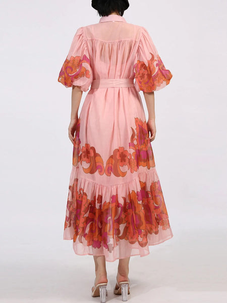 Button Front Puff Sleeve Dress - alternate view 7