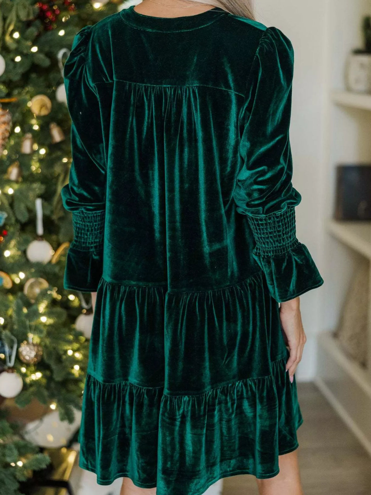 Velvet Tiered Notched Mini Dress - alternate view 5