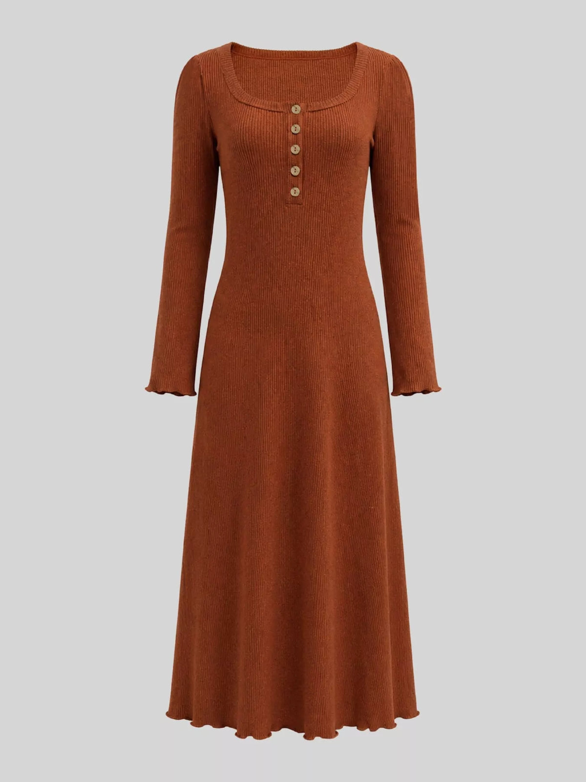 Button-Front Ribbed Knit Maxi Dress - alternate view 5