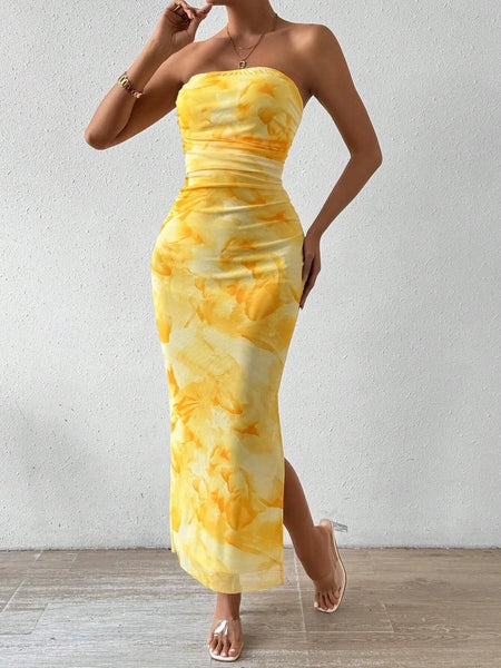 Printed Side Slit Tube Dress - alternate view 13