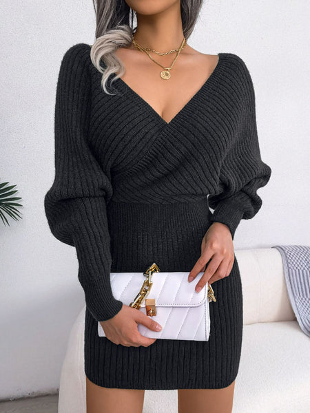 Rib-Knit Dolman Sleeve Sweater Dress - alternate view 17