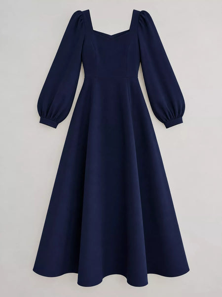 Full Size Long Sleeve A-Line Midi Dress Plus Size - alternate view 20