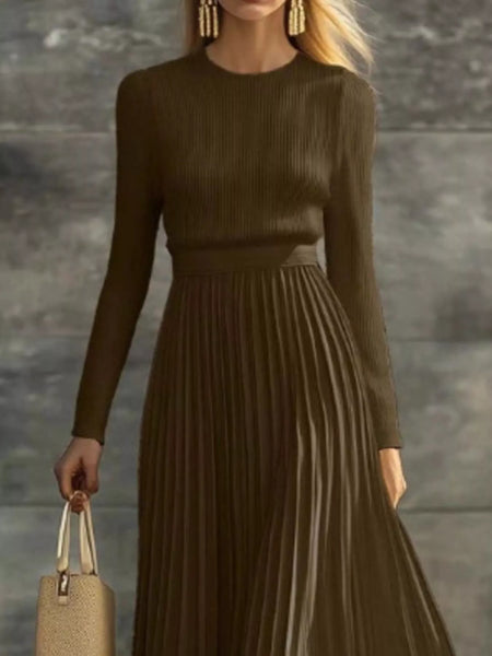 Ribbed Knit Pleated Midi Dress - alternate view 7