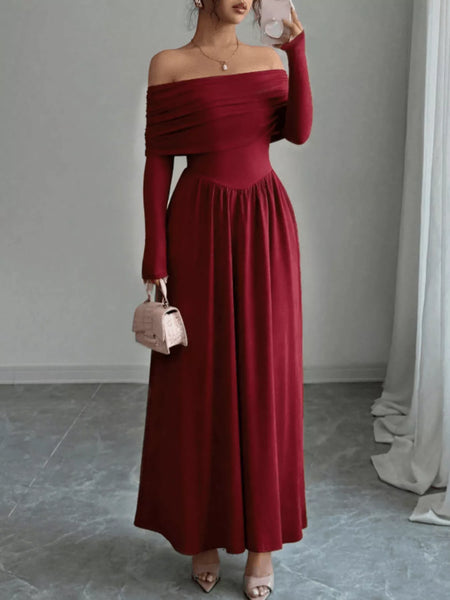 Off-Shoulder Long Sleeve Maxi Dress - alternate view 2