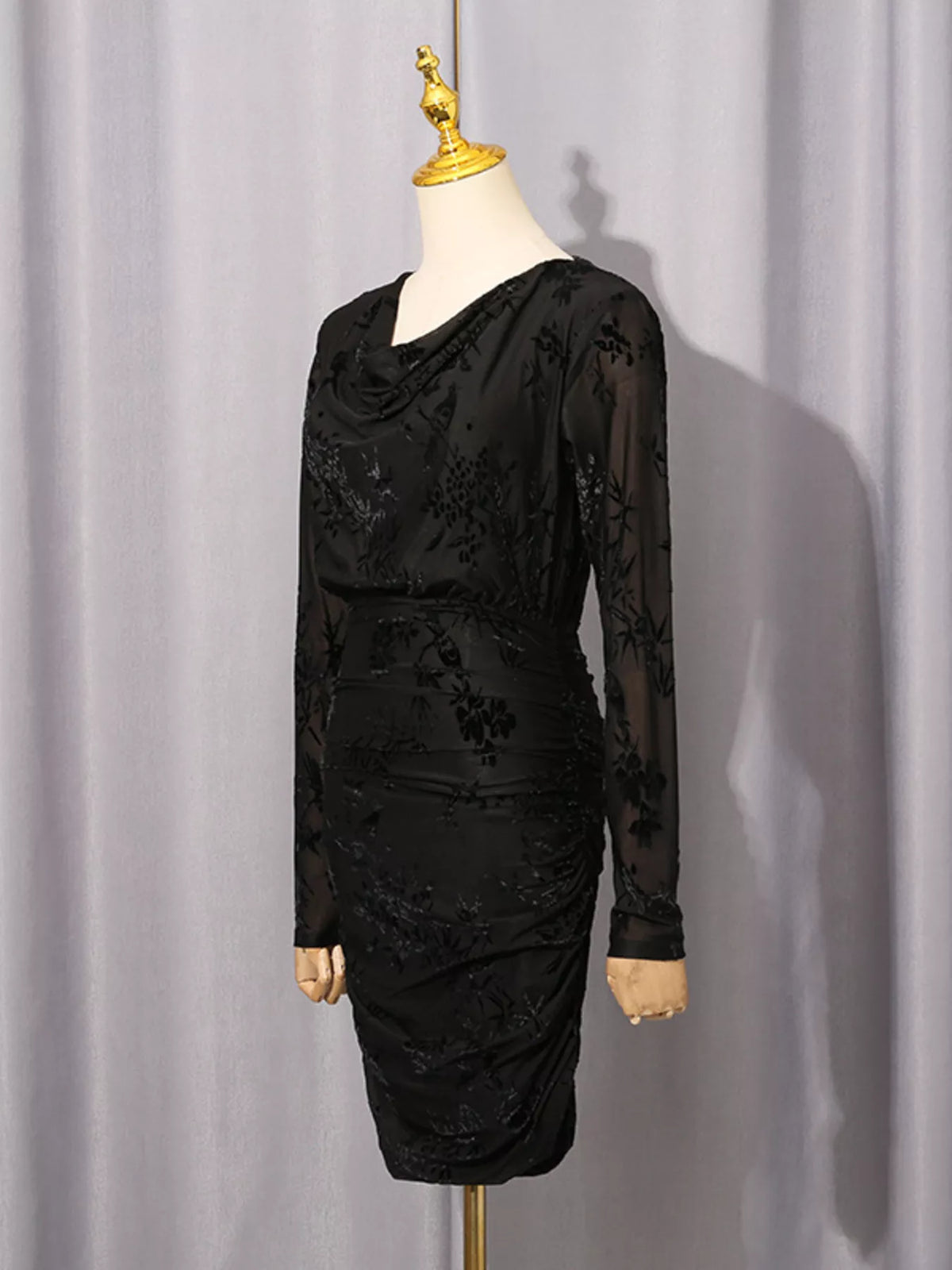 Ruched Long Sleeve Mini Dress - alternate view 9