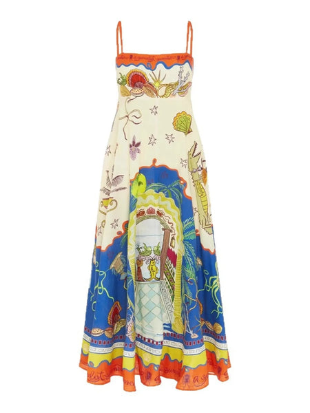 Printed Square Neck Maxi Cami Dress - alternate view 4