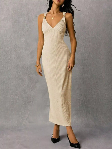 Sleeveless Ribbed Knit Midi Dress - alternate view 18