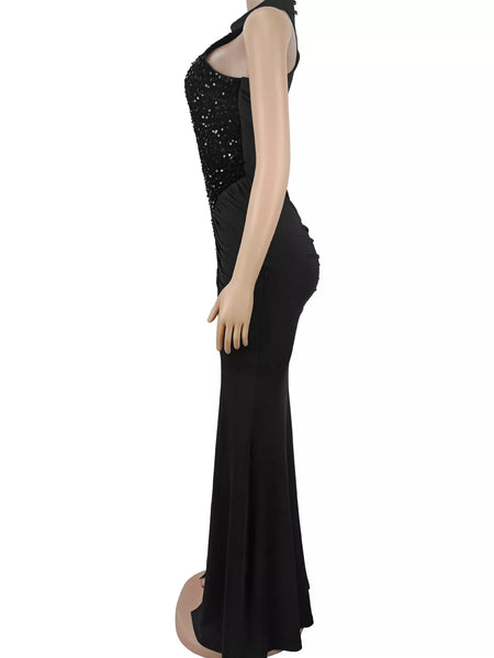 Sequin High Slit Sleeveless Maxi Dress - alternate view 6