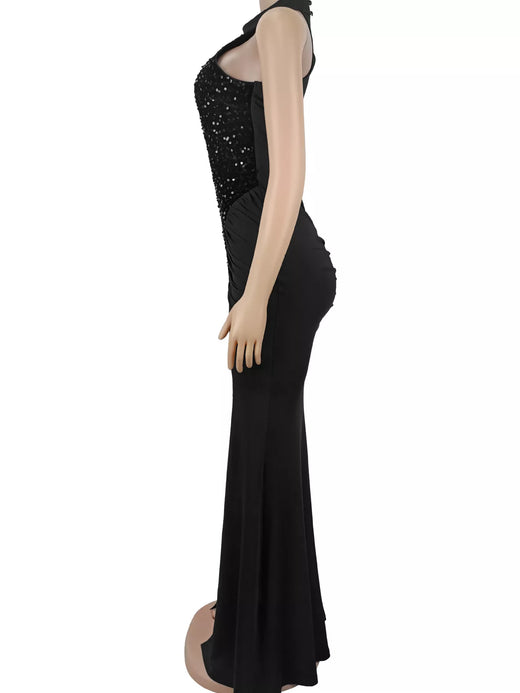 Sequin High Slit Sleeveless Maxi Dress - alternate view 6