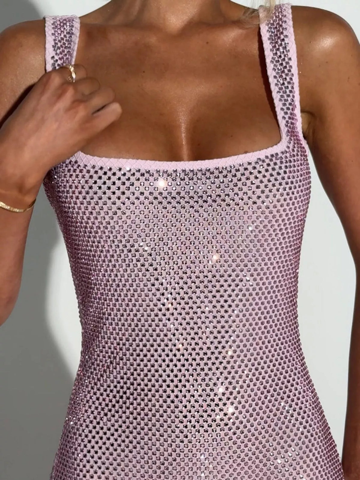 Backless Rhinestone Embellished Bodycon Mini Dress - alternate view 23